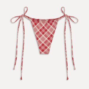 New! Frankie's Bikinis x Gigi Madrid Red Plaid Bikini Bottom Size M 1642